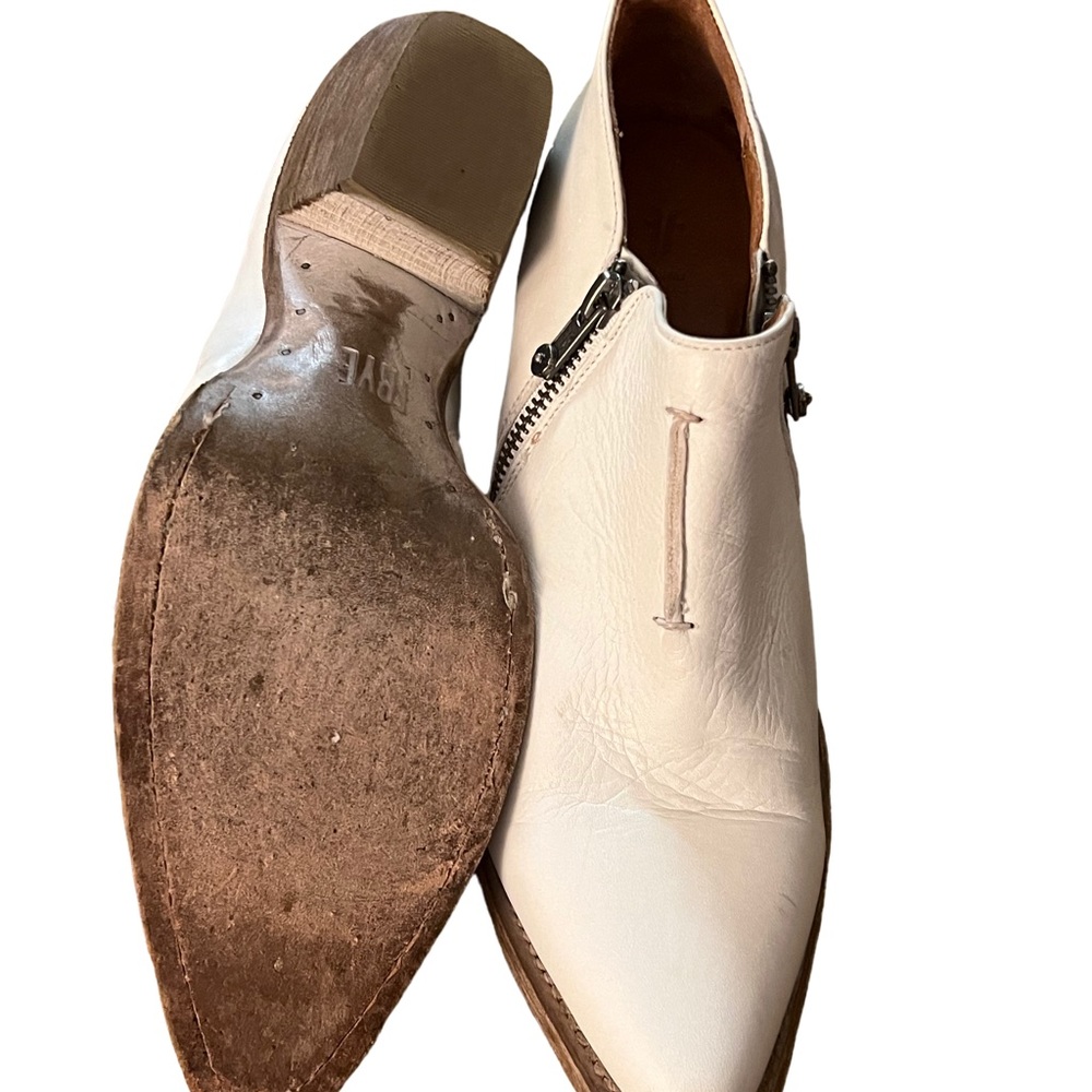Frye Women's Cream Leather Pointed Ankle Booties - Picture 2 of 4